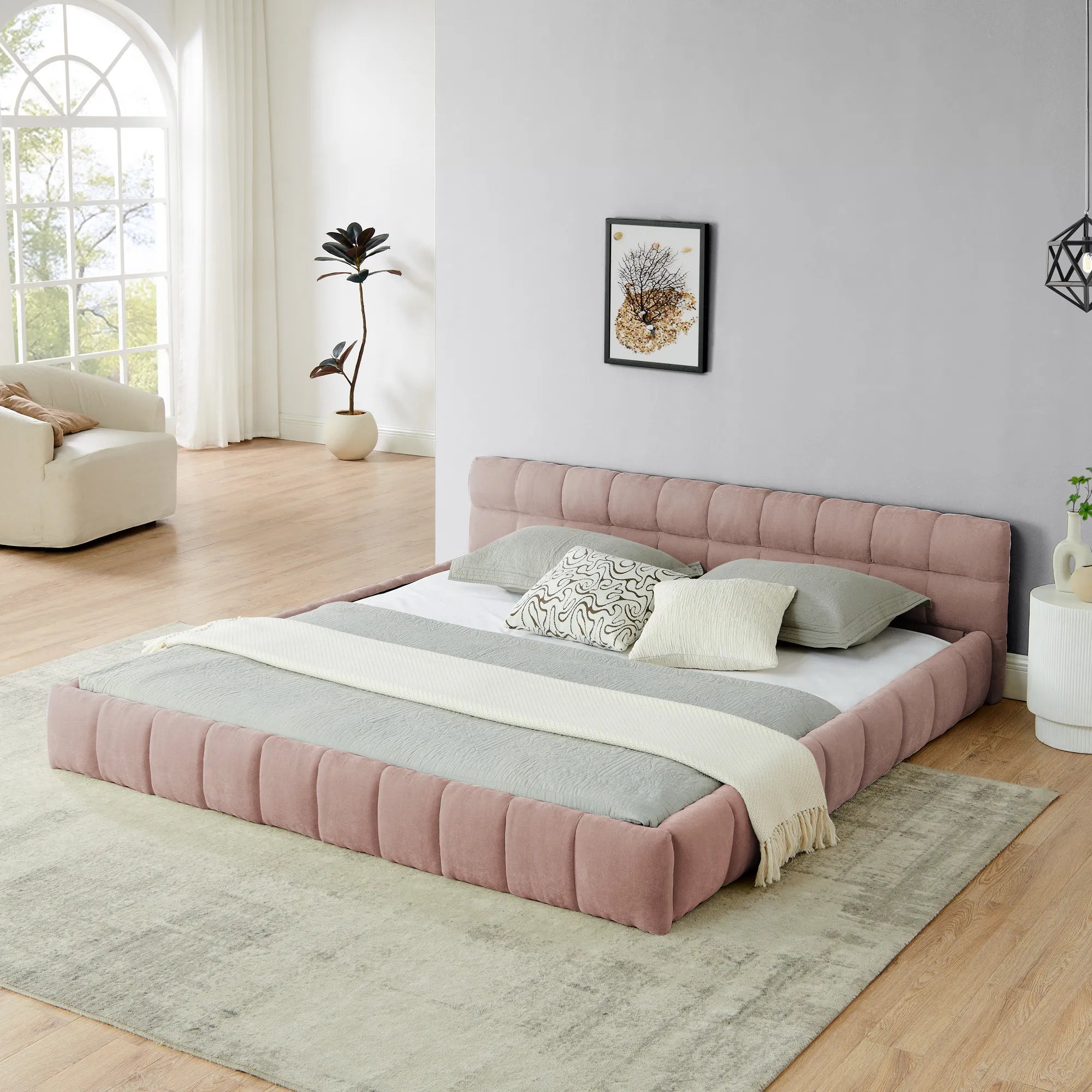 Aldora - Upholstered Grounded Bed Frame With Headboard