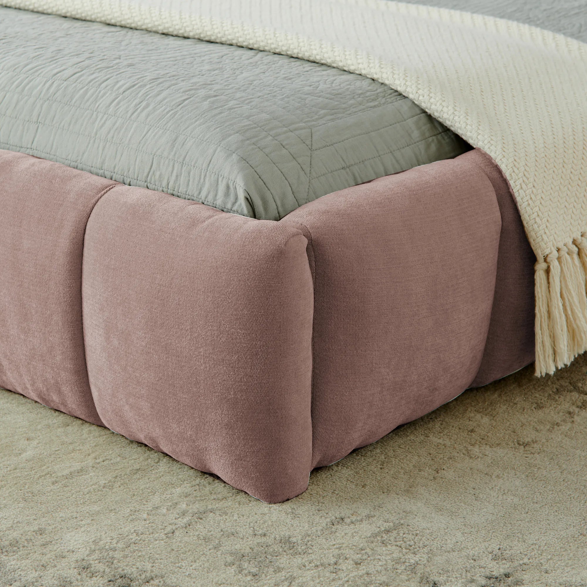 Aldora - Upholstered Grounded Bed Frame With Headboard