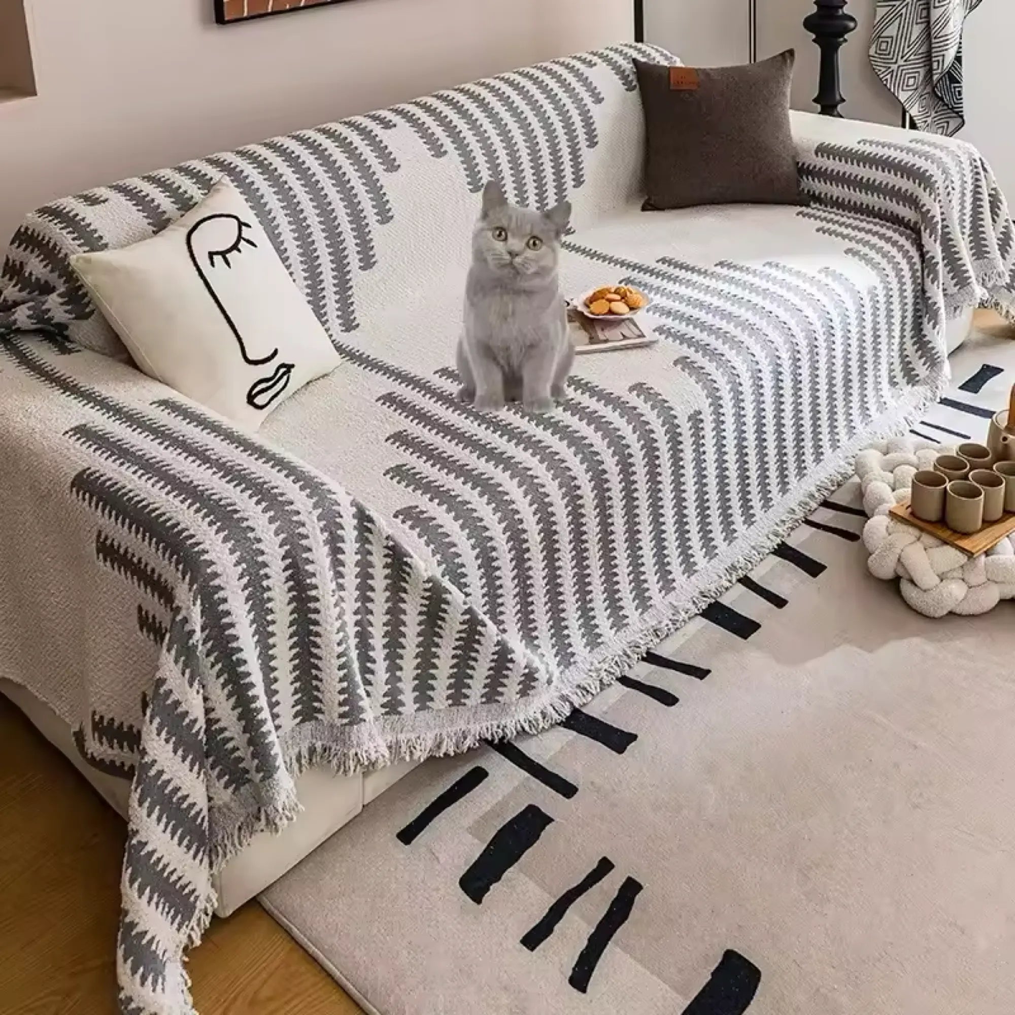 All-Season Chenille Fabric Anti-Scratch Sofa Cover Slipcover