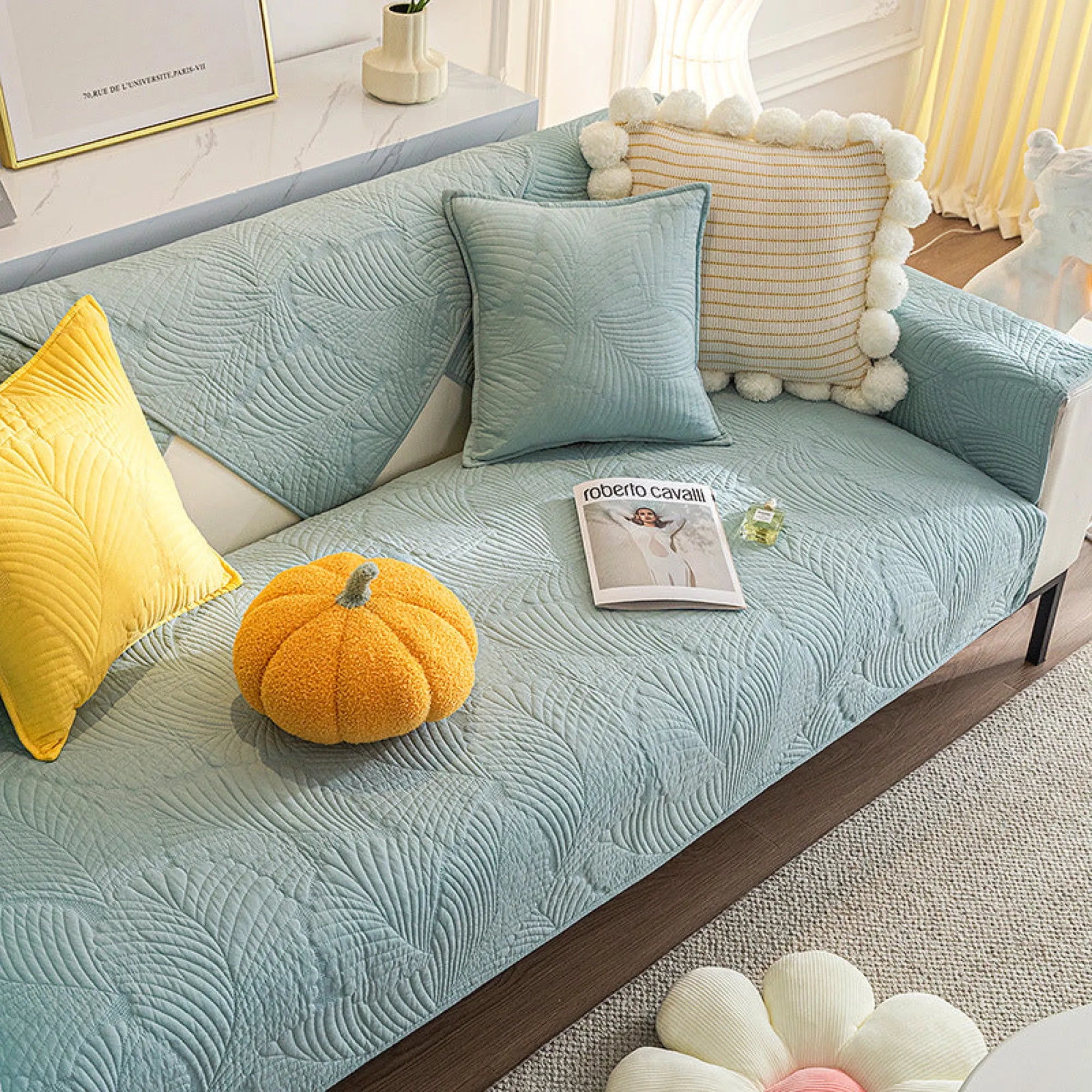 All Season Leaf Pattern Anti-Scratch Sofa Cover Slipcover