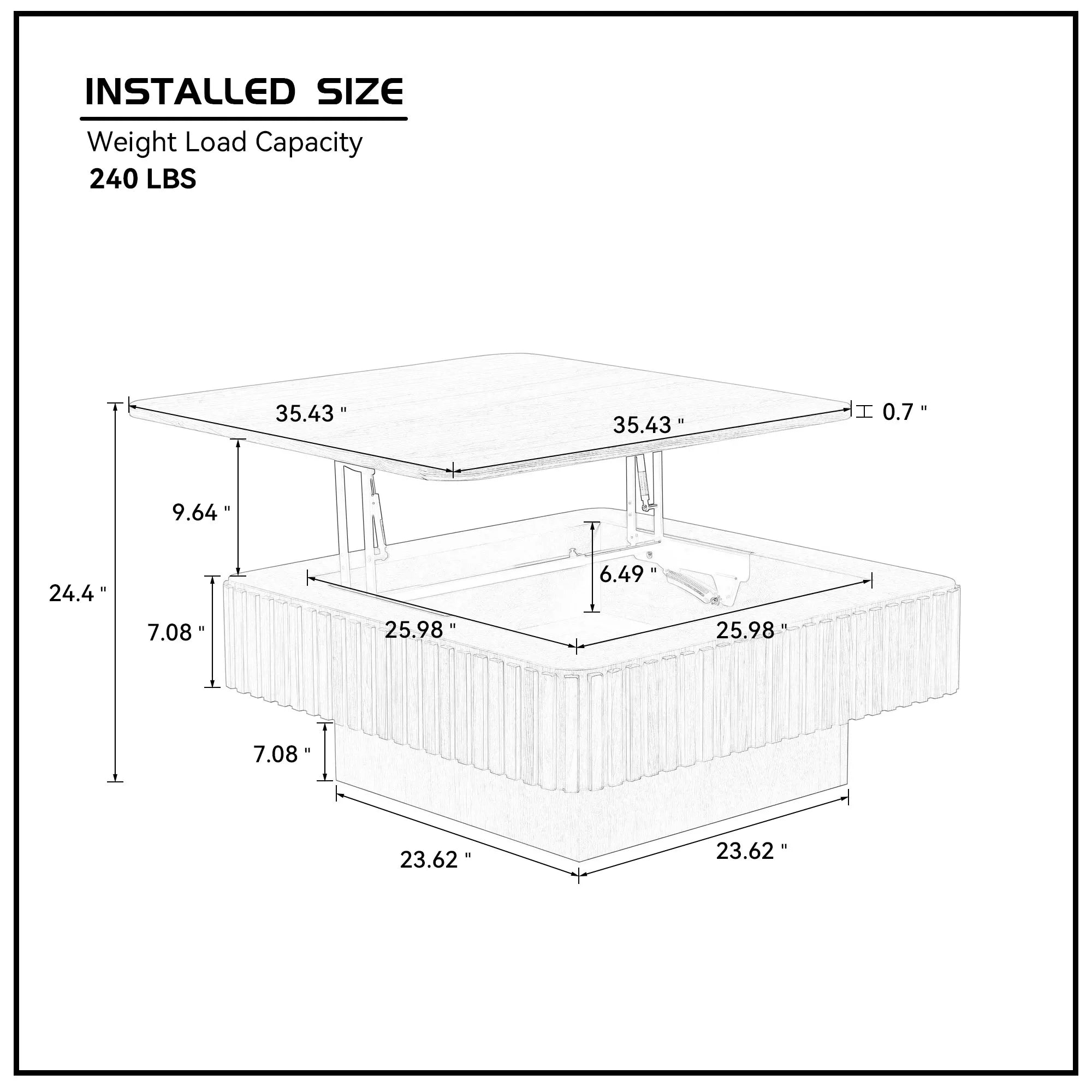 Arlo – Modern Square Lift Top Coffee Table with Storage