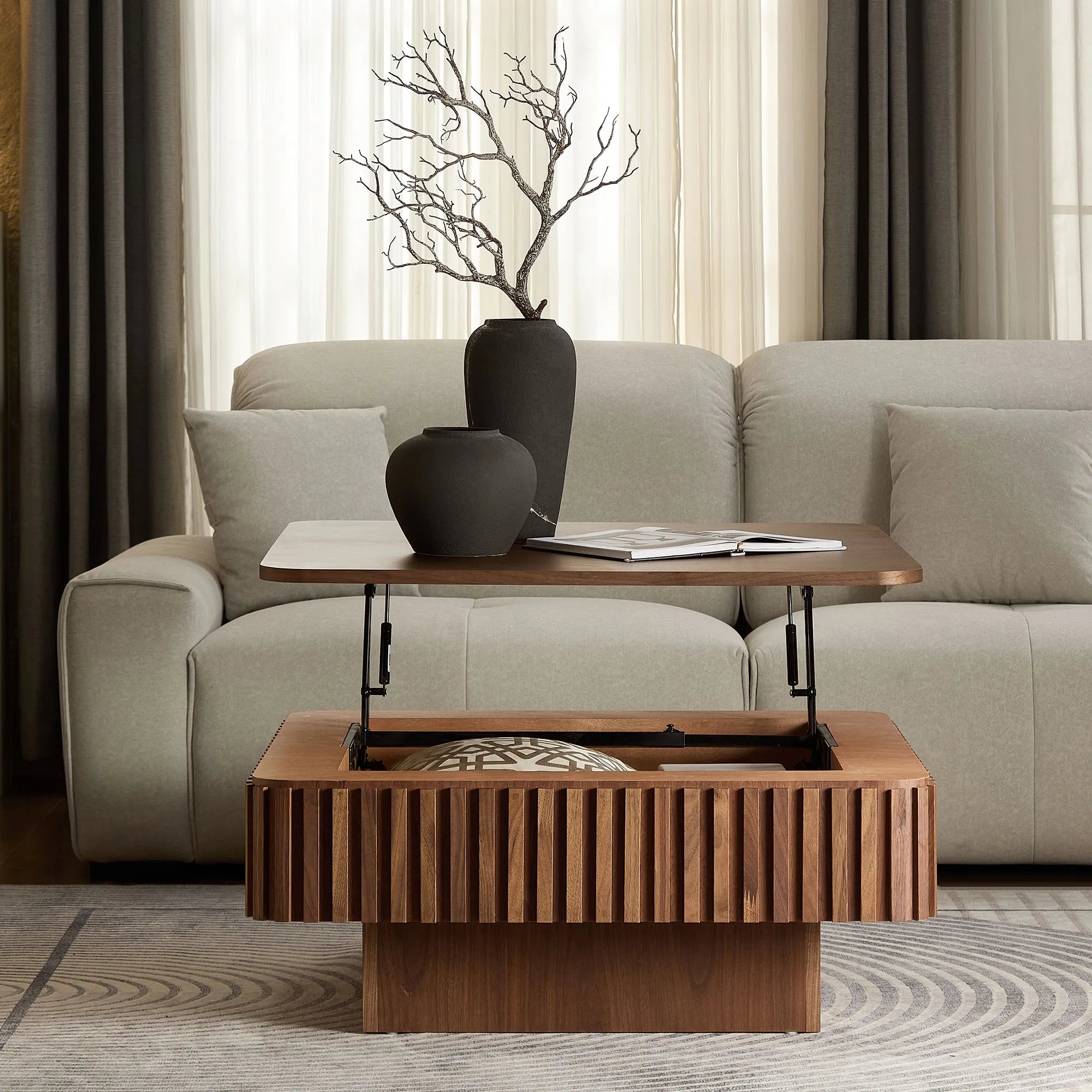 Arlo – Modern Square Lift Top Coffee Table with Storage