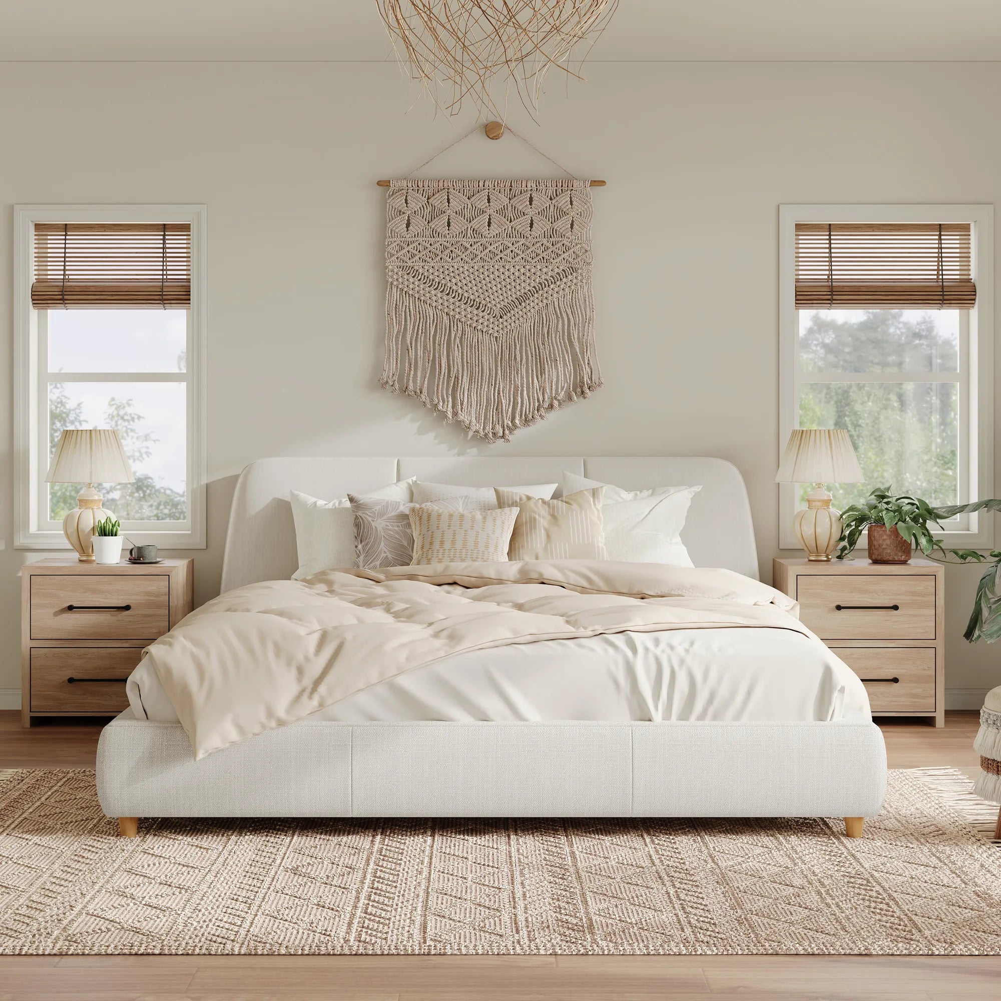 Aurora – Modern Upholstered Bed Frame with Linen Fabric