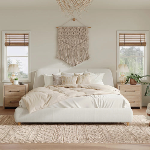 Aurora – Modern Upholstered Bed Frame with Linen Fabric