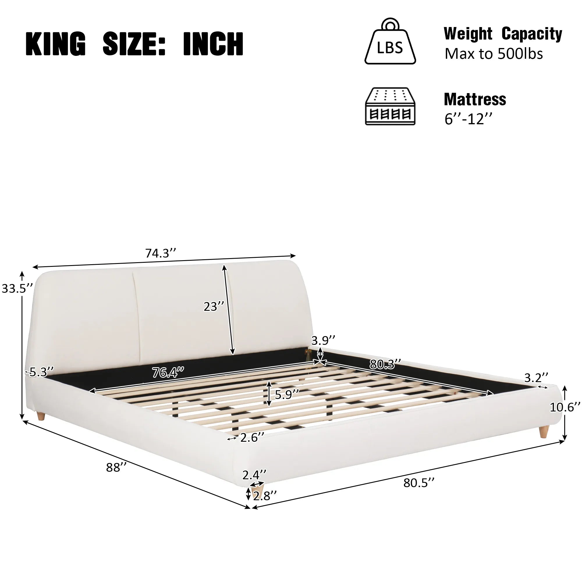 Aurora – Modern Upholstered Bed Frame with Linen Fabric