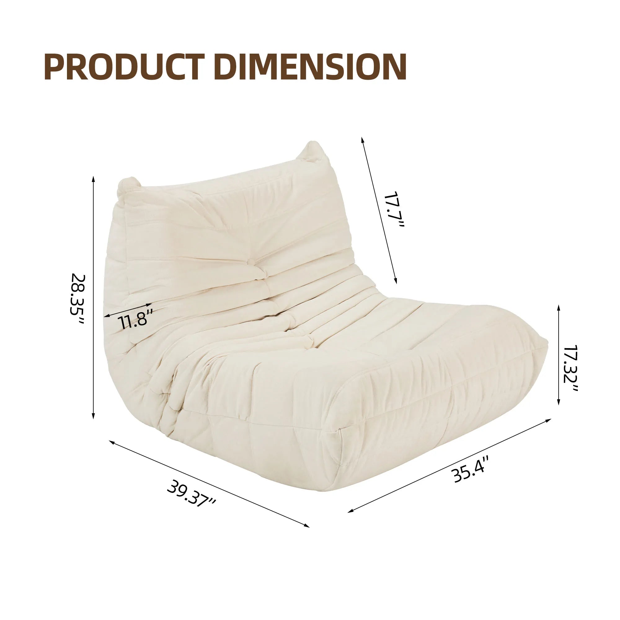 Bean Bag Lazy Sofa Chair with Memory Foam