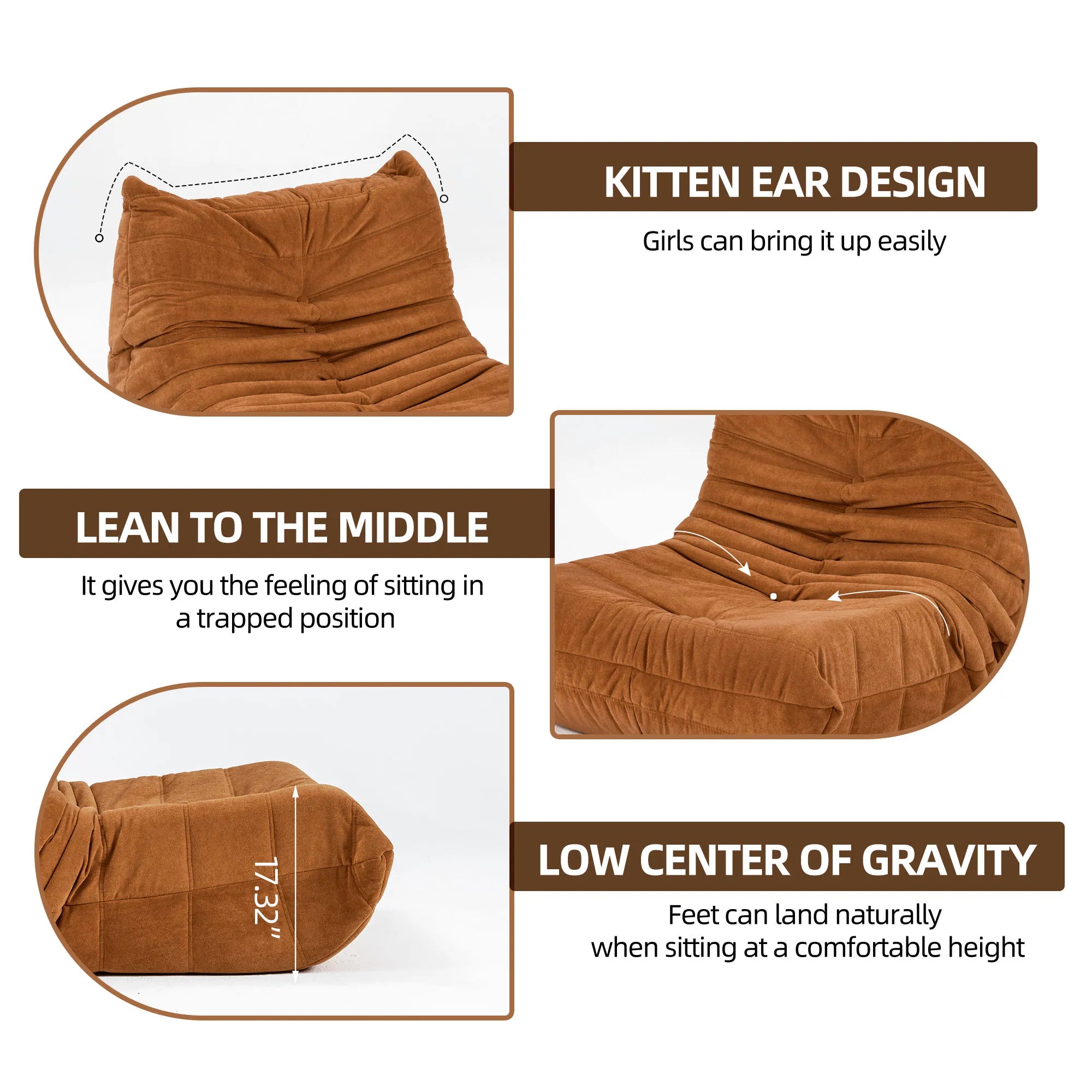 Bean Bag Lazy Sofa Chair with Memory Foam