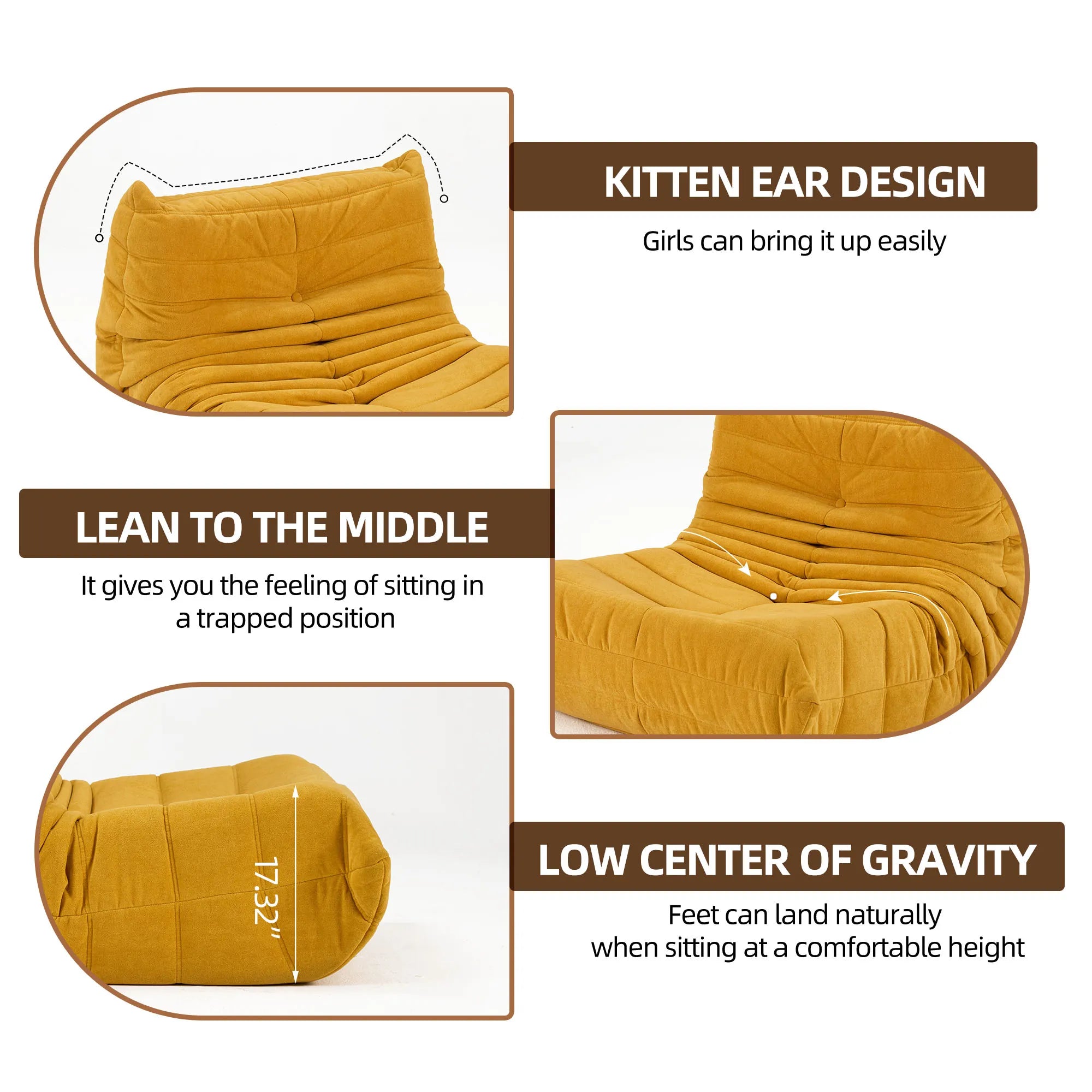Bean Bag Lazy Sofa Chair with Memory Foam