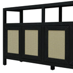 Bohemian Rattan Buffet Storage Cabinet with Adjustable Shelves