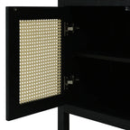 Bohemian Rattan Buffet Storage Cabinet with Adjustable Shelves