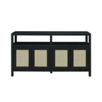 Bohemian Rattan Buffet Storage Cabinet with Adjustable Shelves