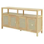 Bohemian Rattan Buffet Storage Cabinet with Adjustable Shelves