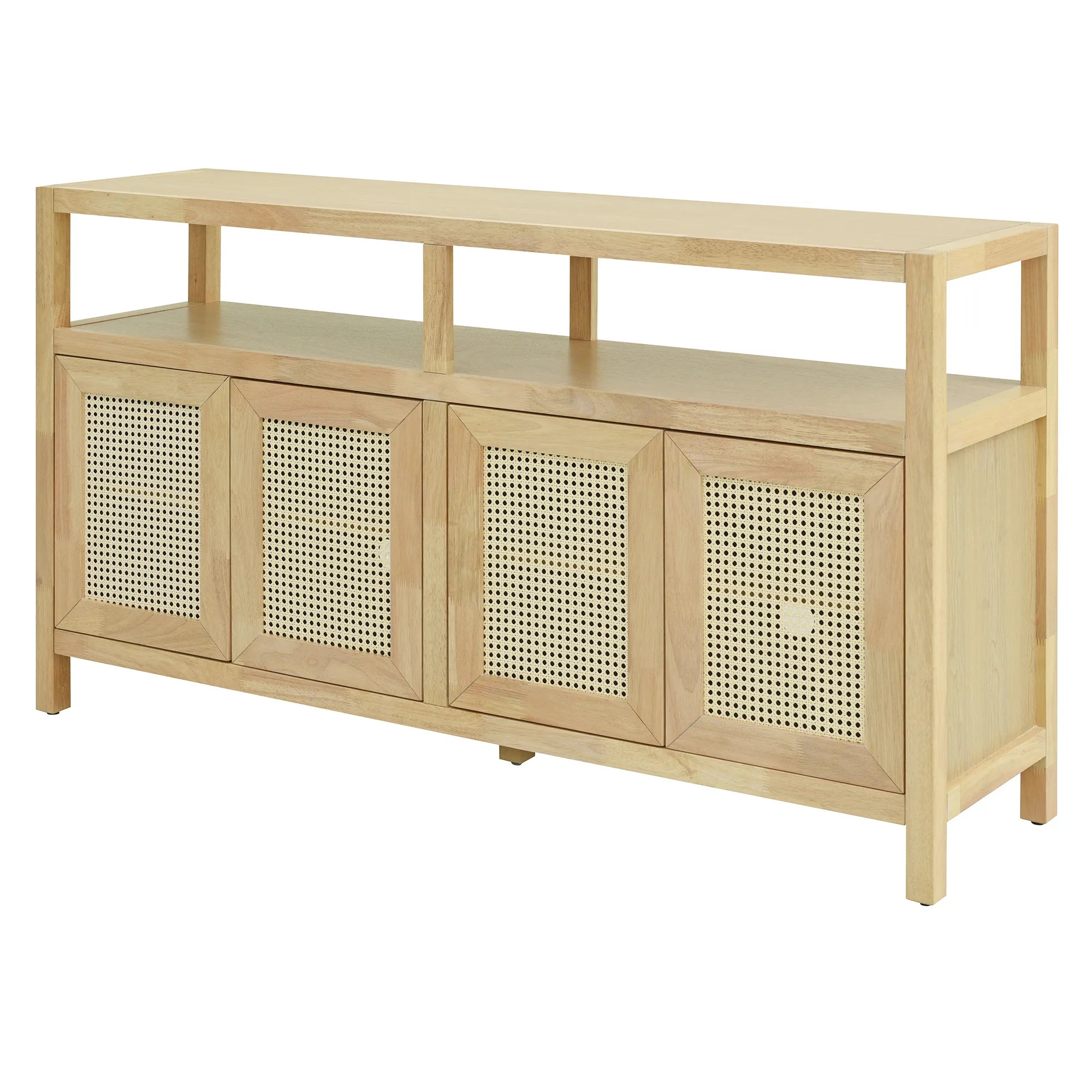 Bohemian Rattan Buffet Storage Cabinet with Adjustable Shelves