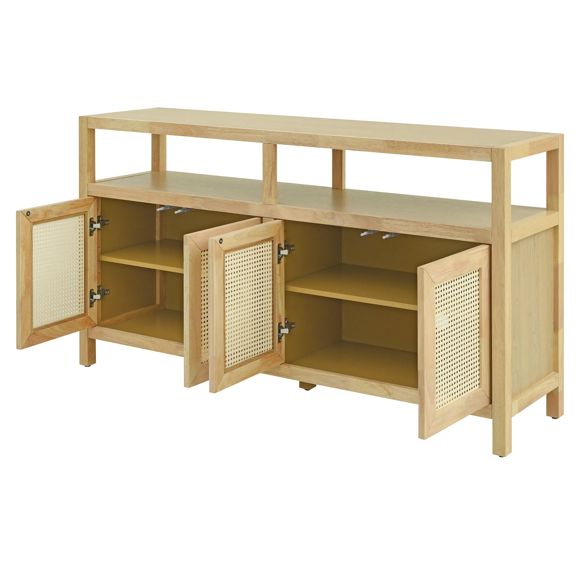 Bohemian Rattan Buffet Storage Cabinet with Adjustable Shelves