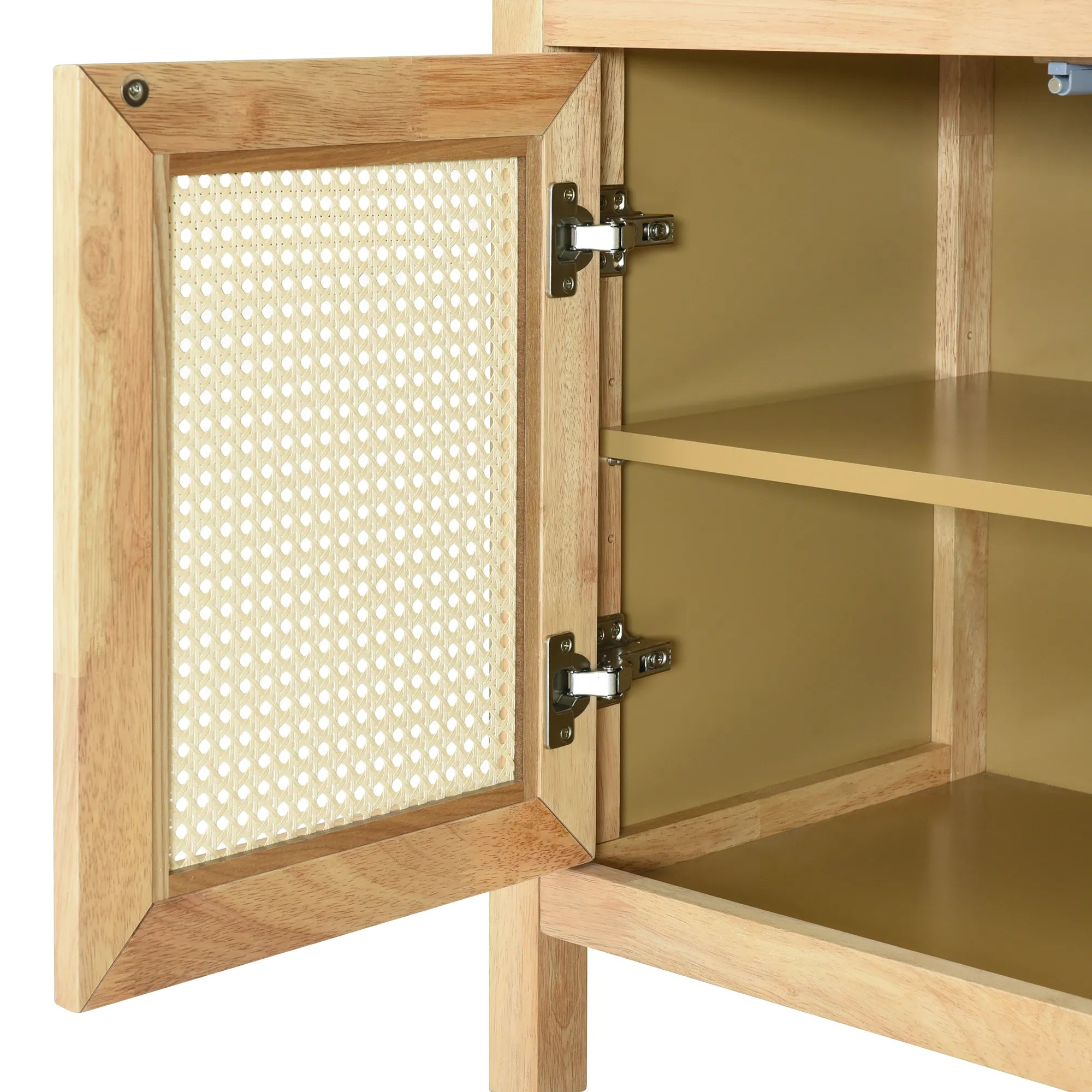 Bohemian Rattan Buffet Storage Cabinet with Adjustable Shelves