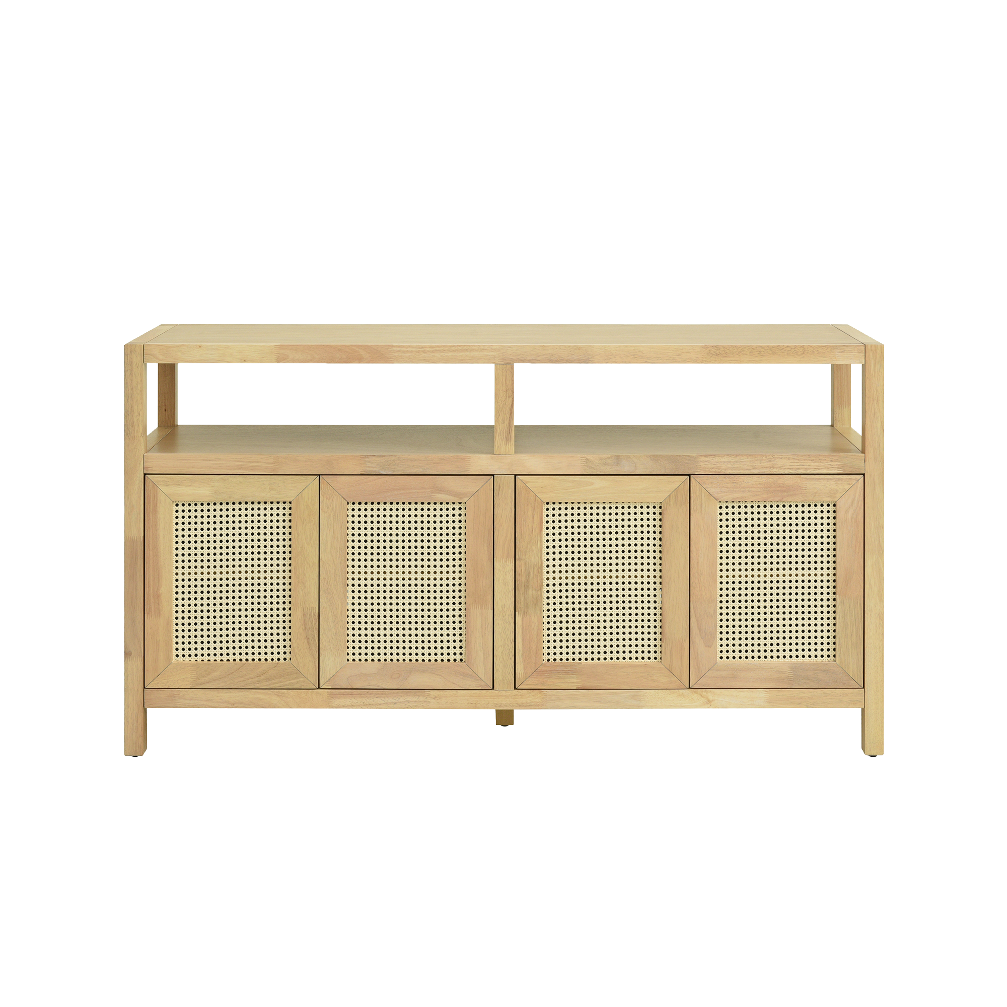 Bohemian Rattan Buffet Storage Cabinet with Adjustable Shelves
