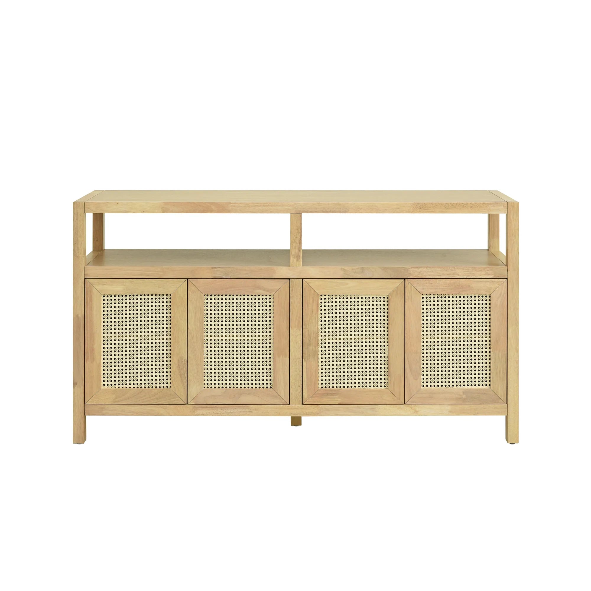 Bohemian Rattan Buffet Storage Cabinet with Adjustable Shelves