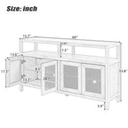 Bohemian Rattan Buffet Storage Cabinet with Adjustable Shelves