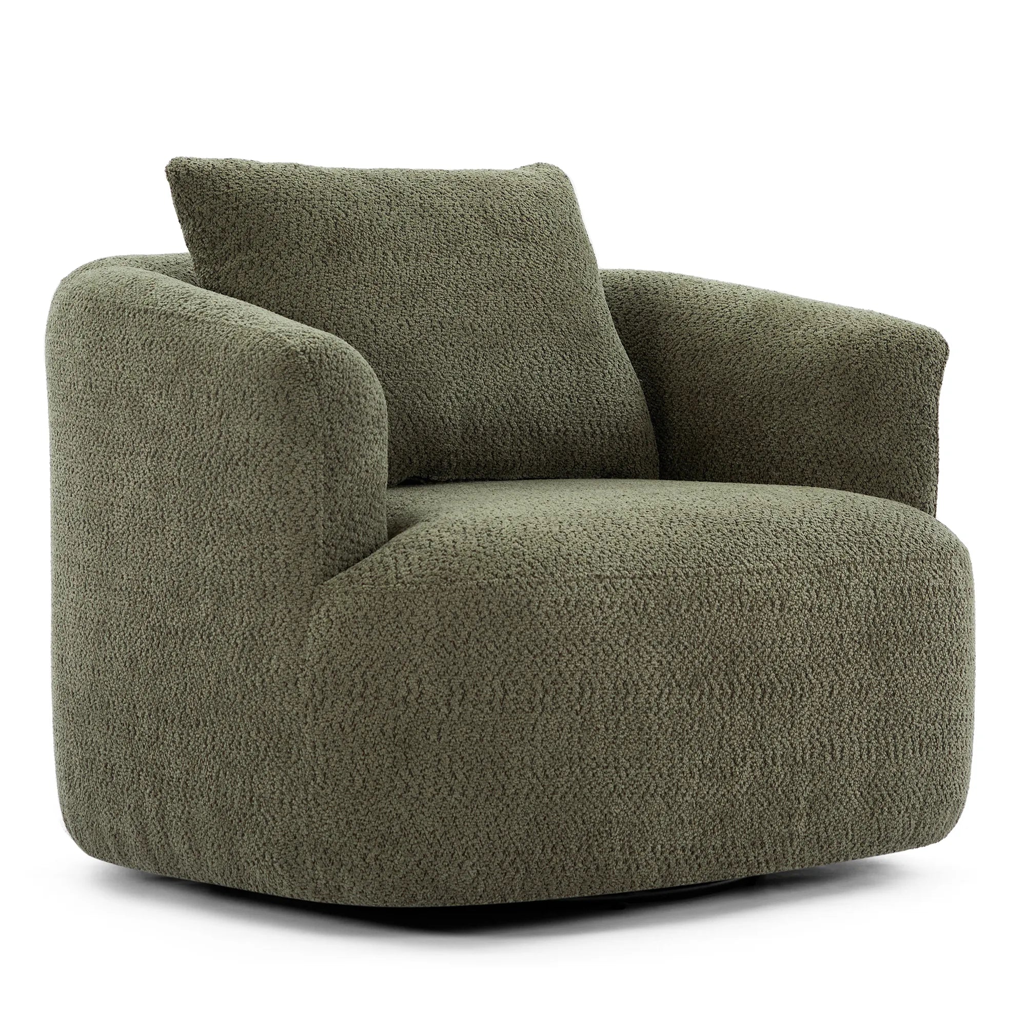 Bouclé 360° Swivel Barrel Chair, Compressed
