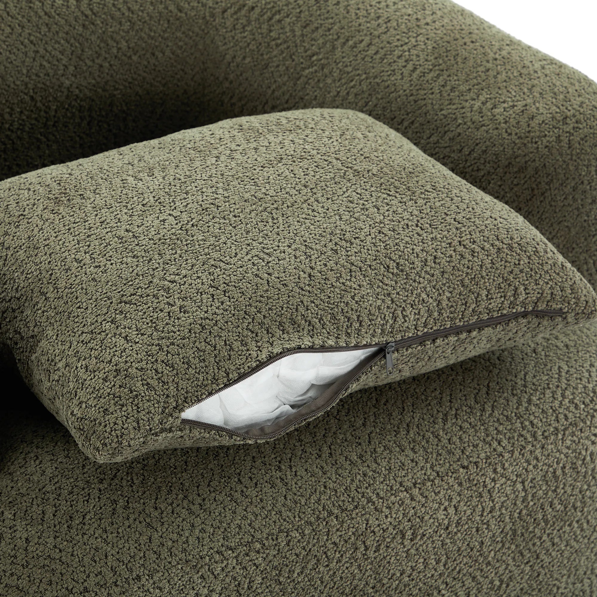 Bouclé 360° Swivel Barrel Chair, Compressed