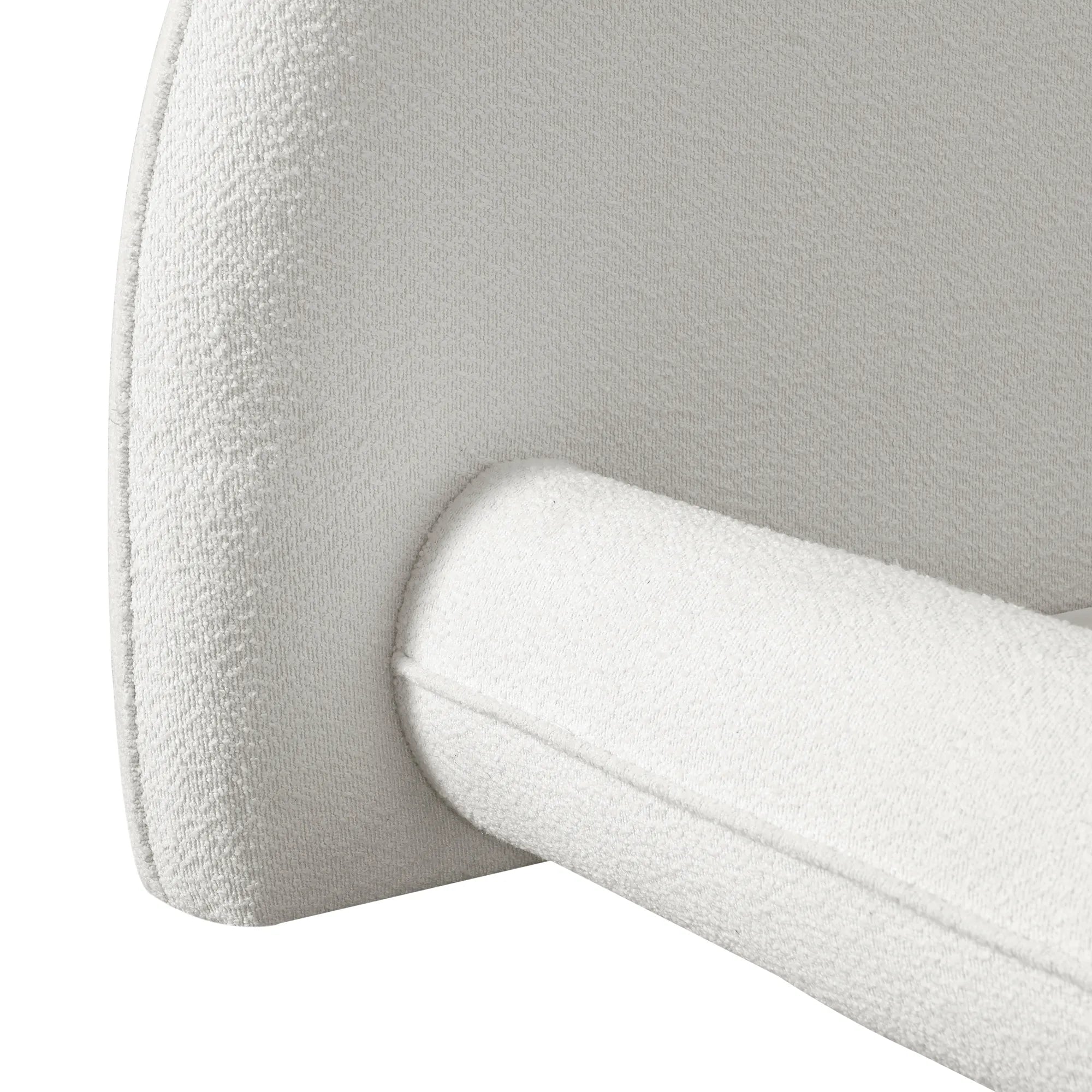 Boucle Upholstered Platform Bed with Thick Headboard