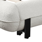 Boucle Upholstered Platform Bed with Thick Headboard