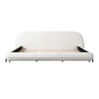 Boucle Upholstered Platform Bed with Thick Headboard