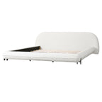 Boucle Upholstered Platform Bed with Thick Headboard