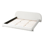 Boucle Upholstered Platform Bed with Thick Headboard