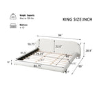 Boucle Upholstered Platform Bed with Thick Headboard