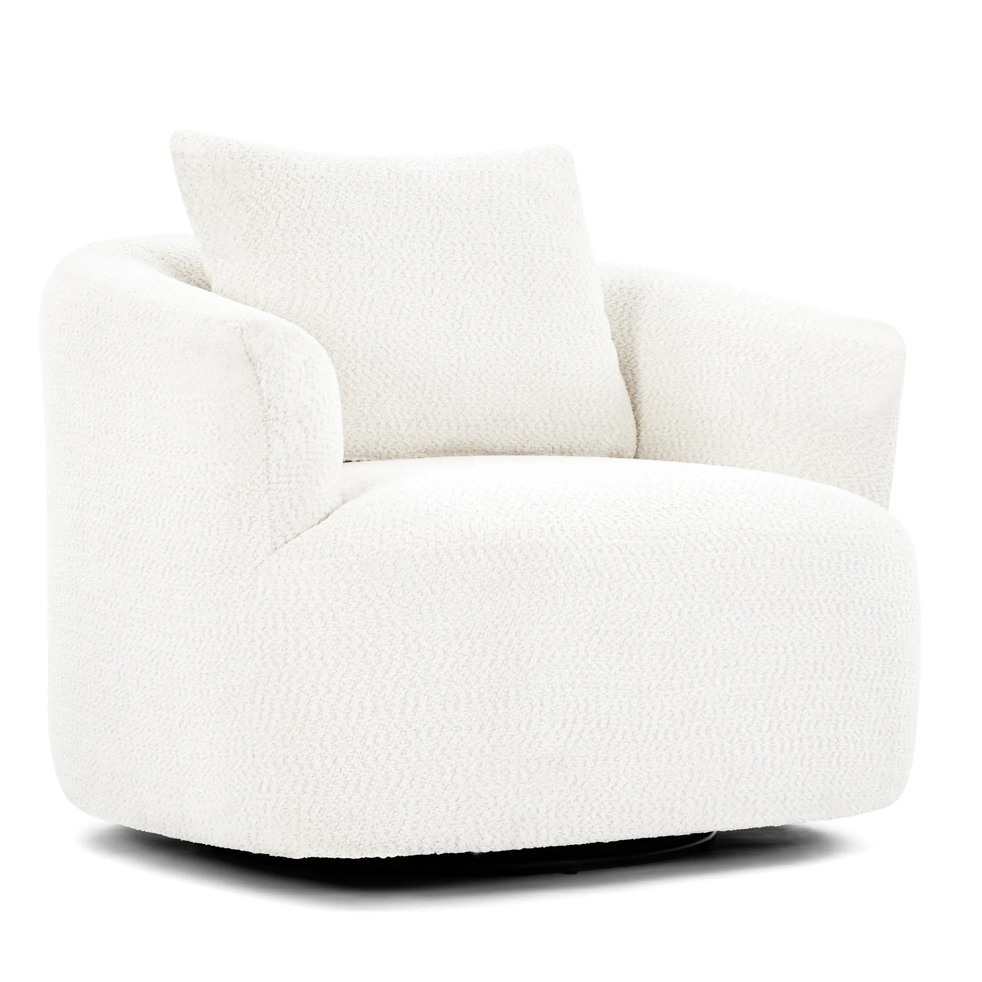 Bouclé 360° Swivel Barrel Chair, Compressed