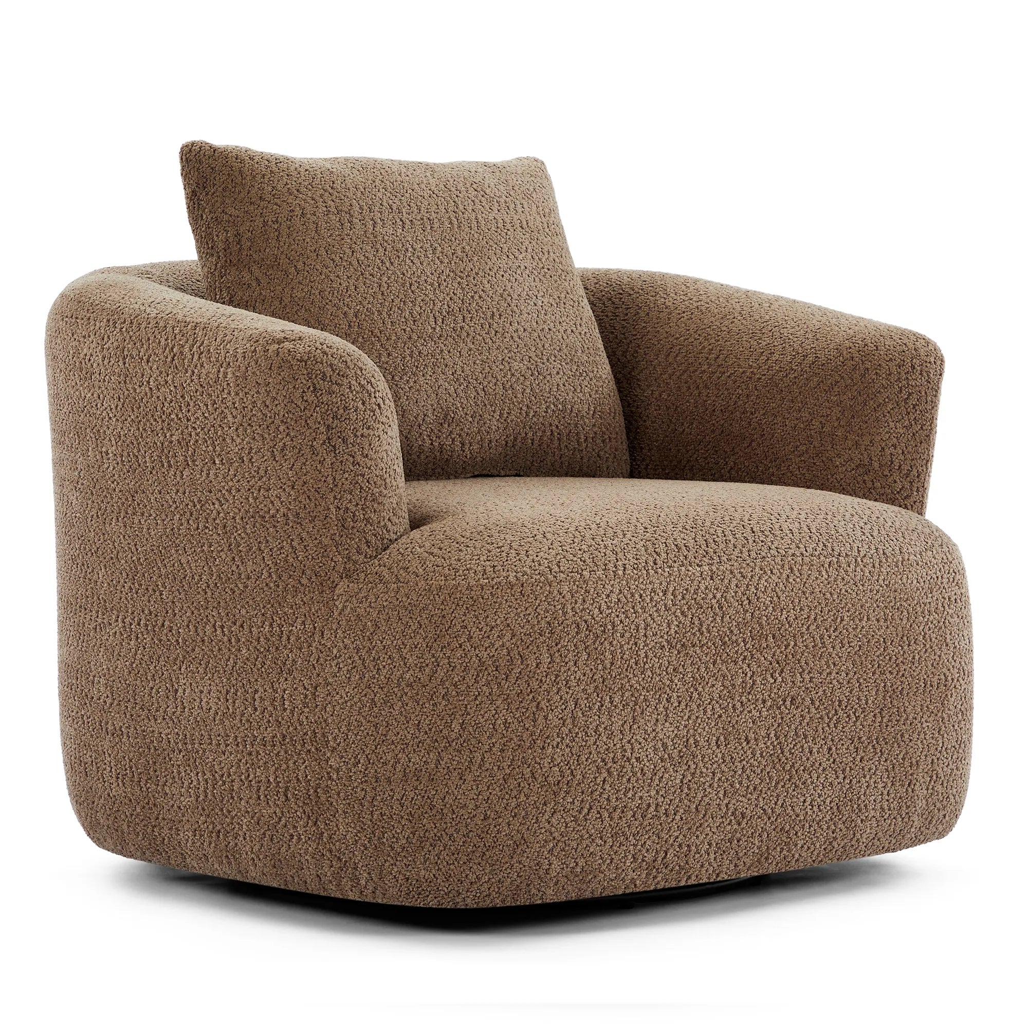 Bouclé 360° Swivel Barrel Chair, Compressed
