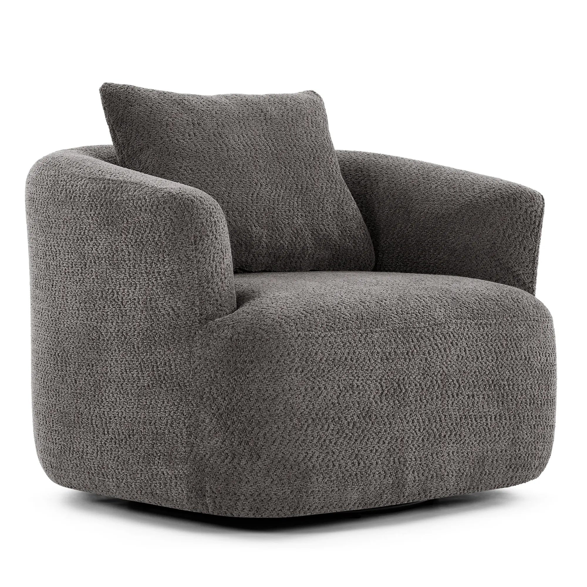 Bouclé 360° Swivel Barrel Chair, Compressed