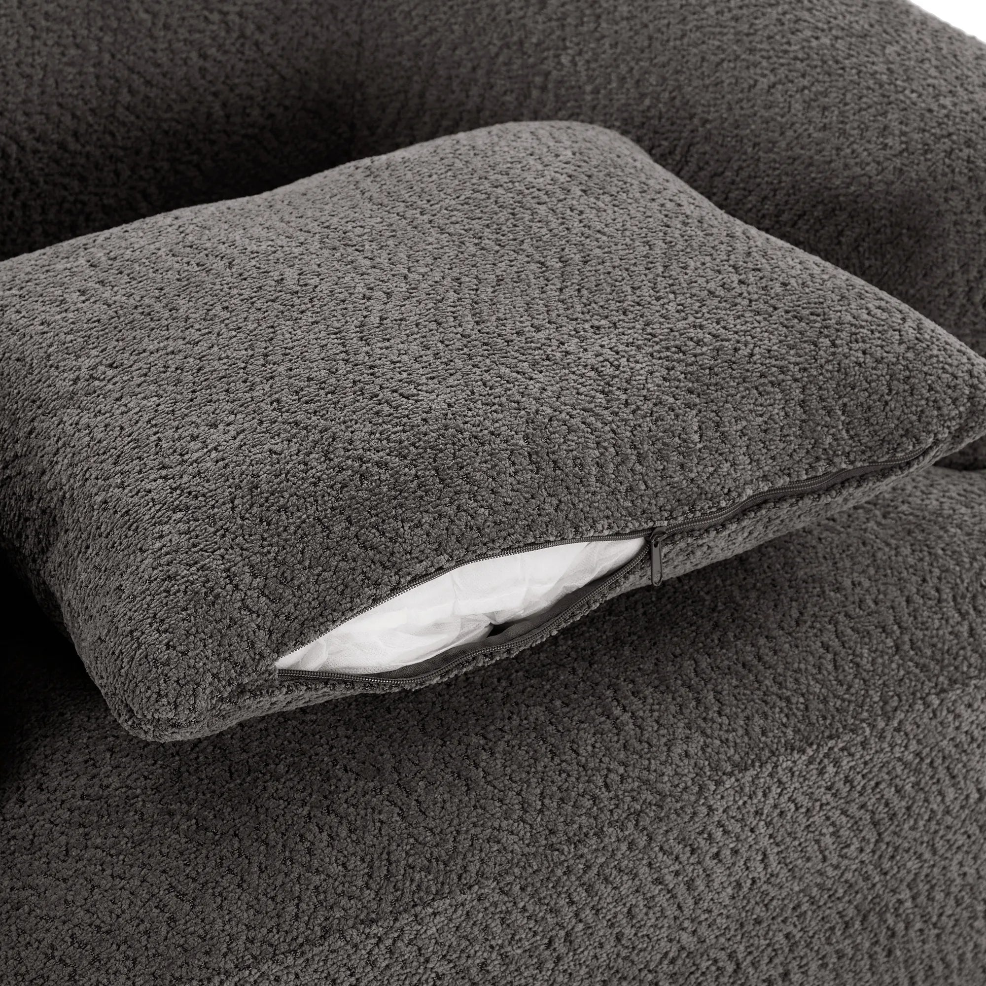 Bouclé 360° Swivel Barrel Chair, Compressed