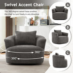 Bouclé 360° Swivel Barrel Chair, Compressed