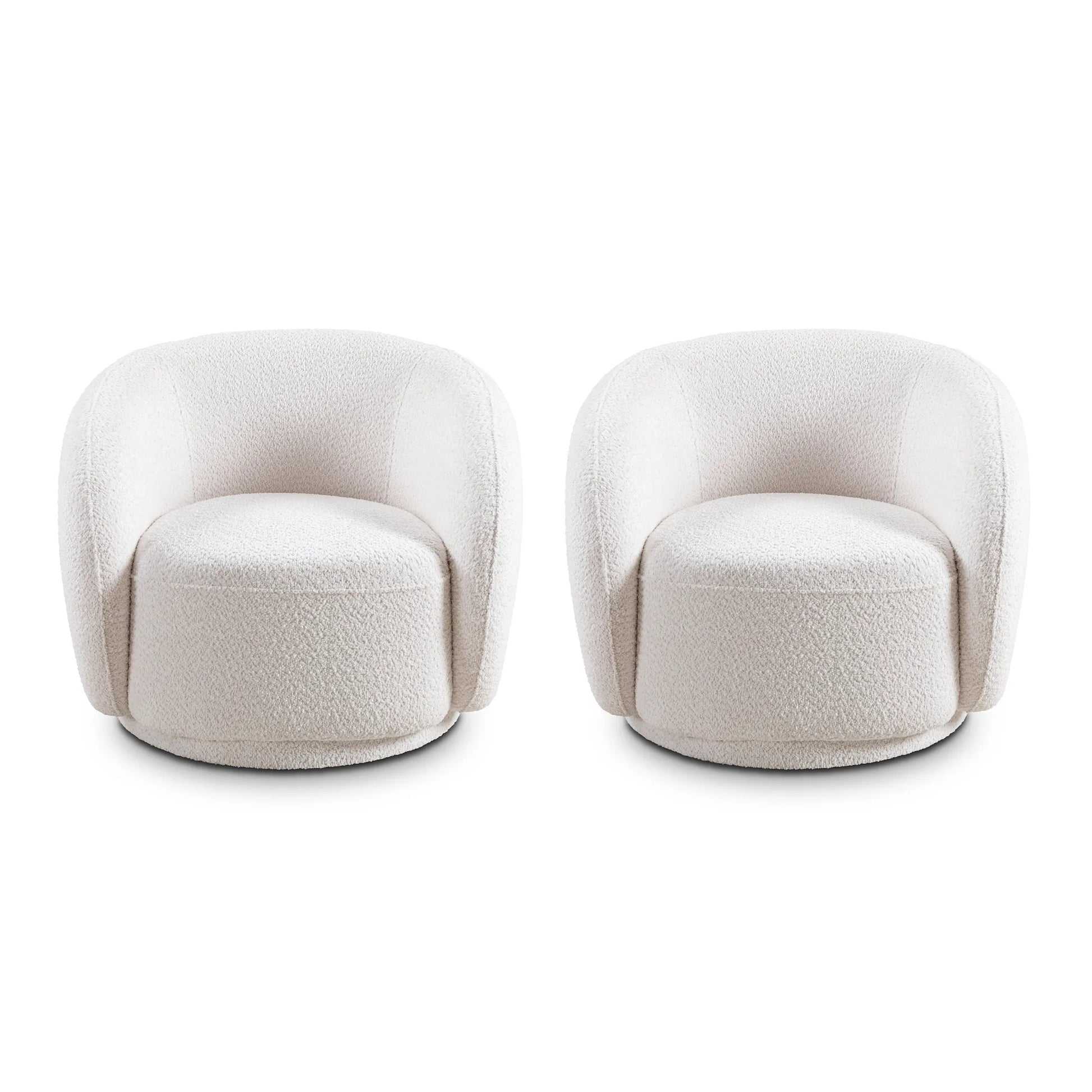 Boucle Fabric Swivel Barrel Accent Chair