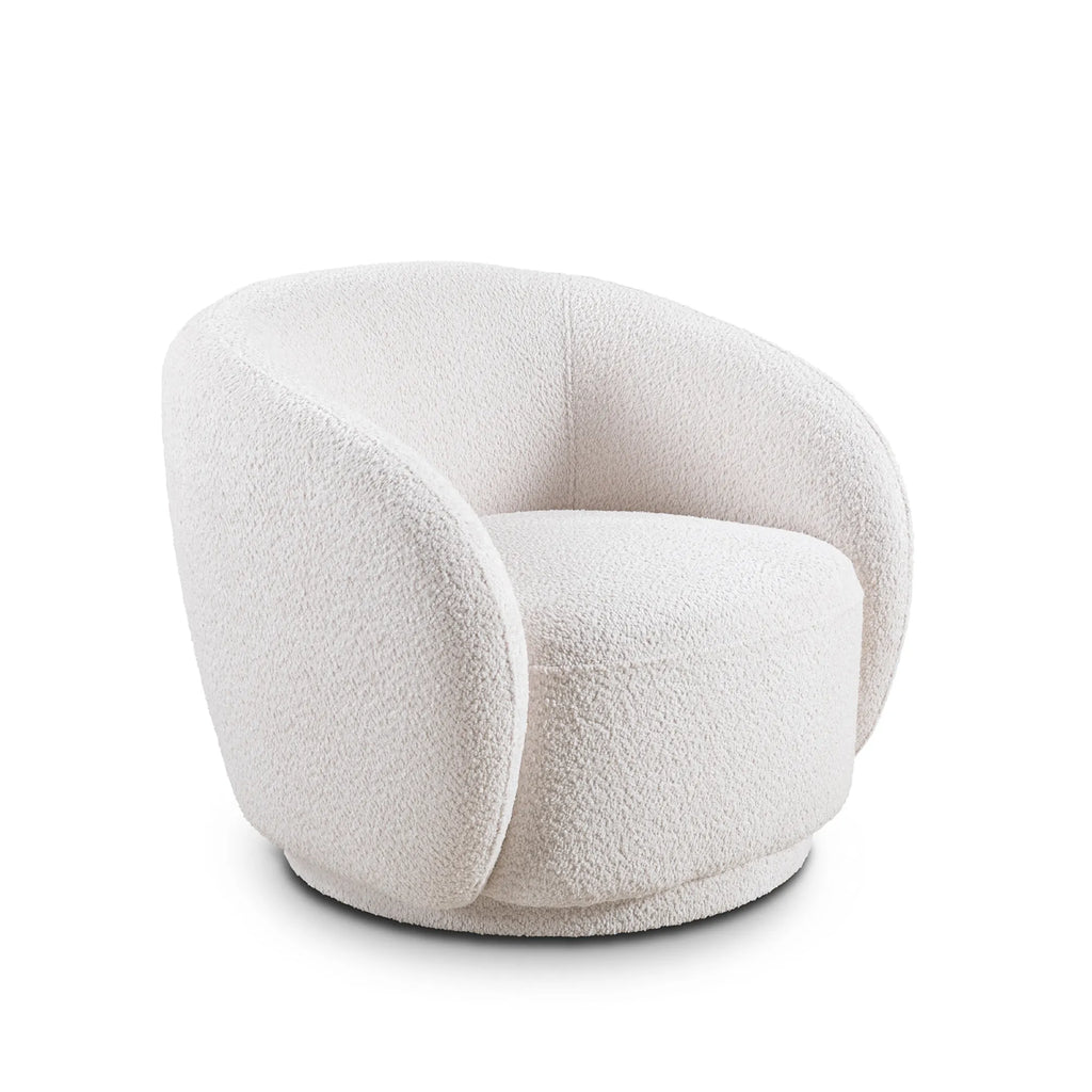 Boucle Fabric Swivel Barrel Accent Chair