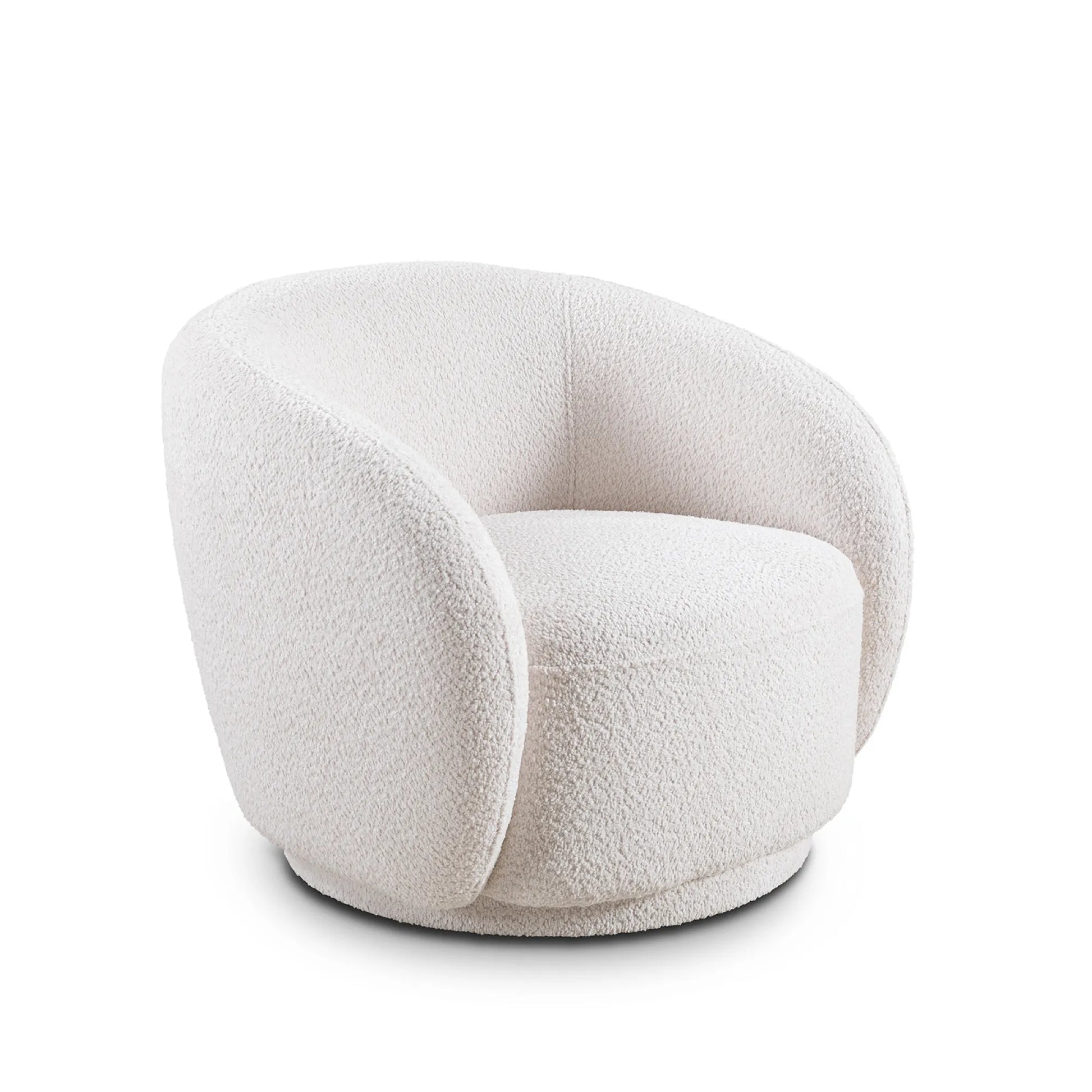 Boucle Fabric Swivel Barrel Accent Chair