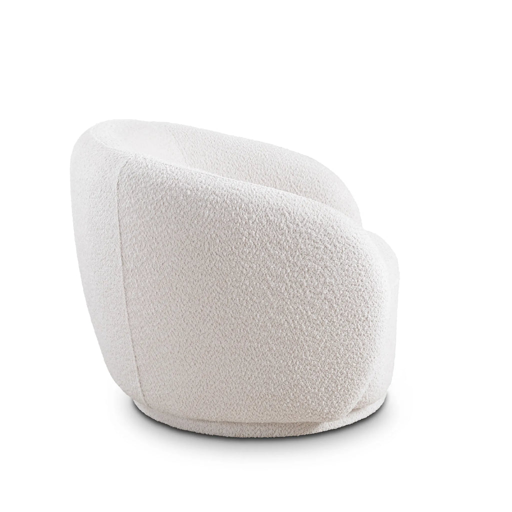 Boucle Fabric Swivel Barrel Accent Chair