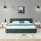 California King Upholstered Bed Frame with Storage Drawer & Headboard