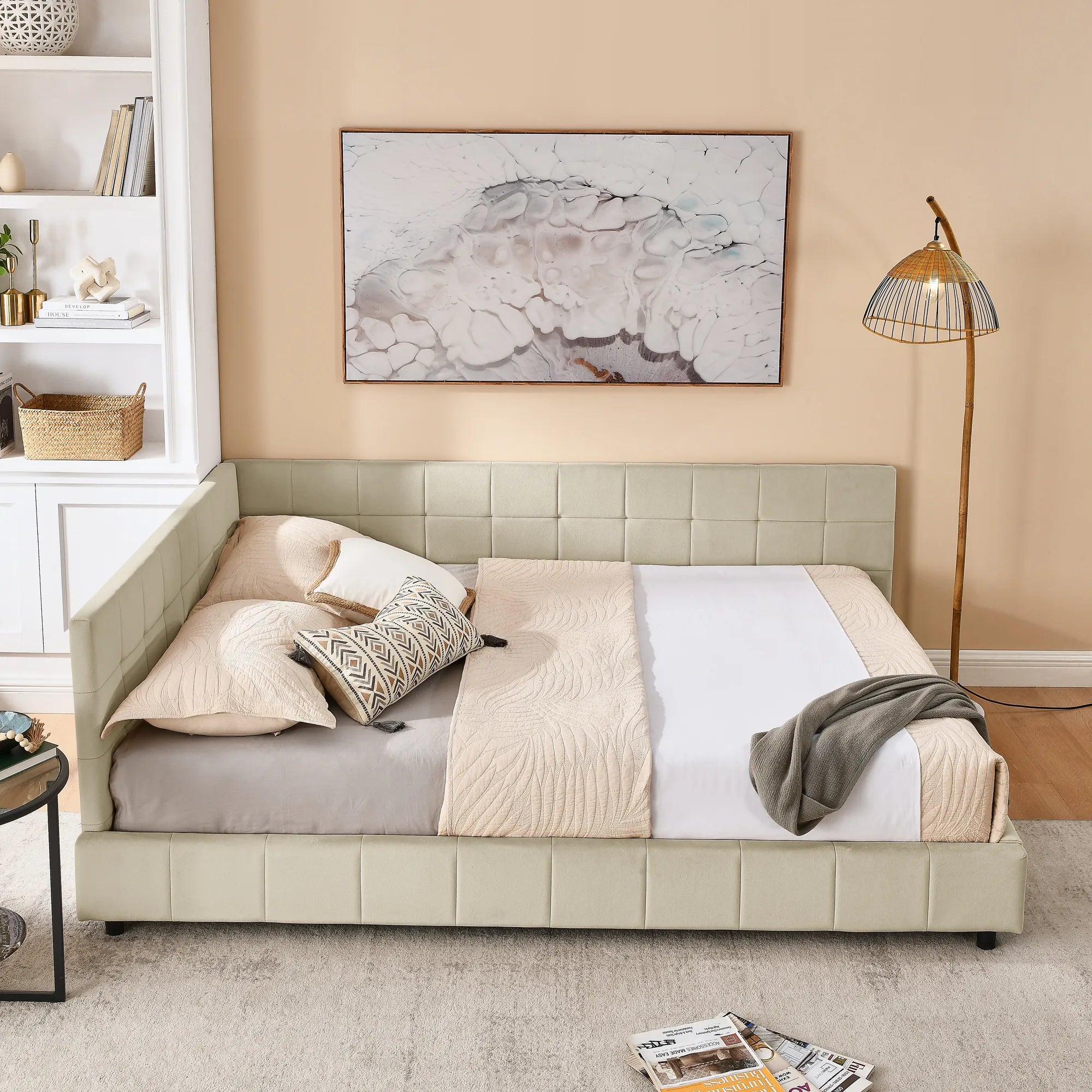 Celeste – Queen Velvet Tufted Bed Frame
