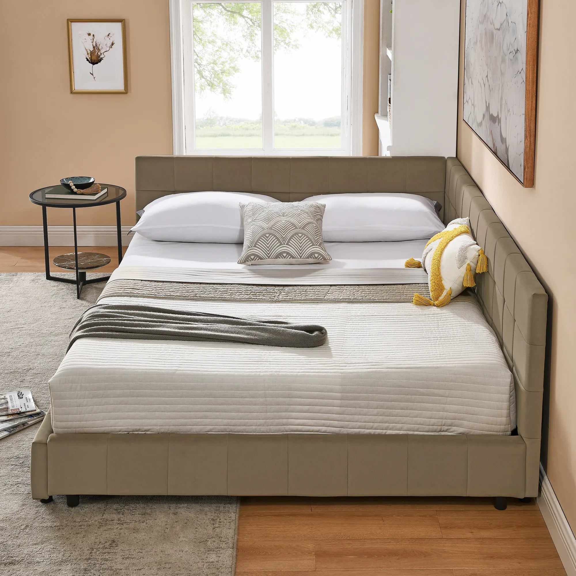 Celeste – Queen Velvet Tufted Bed Frame