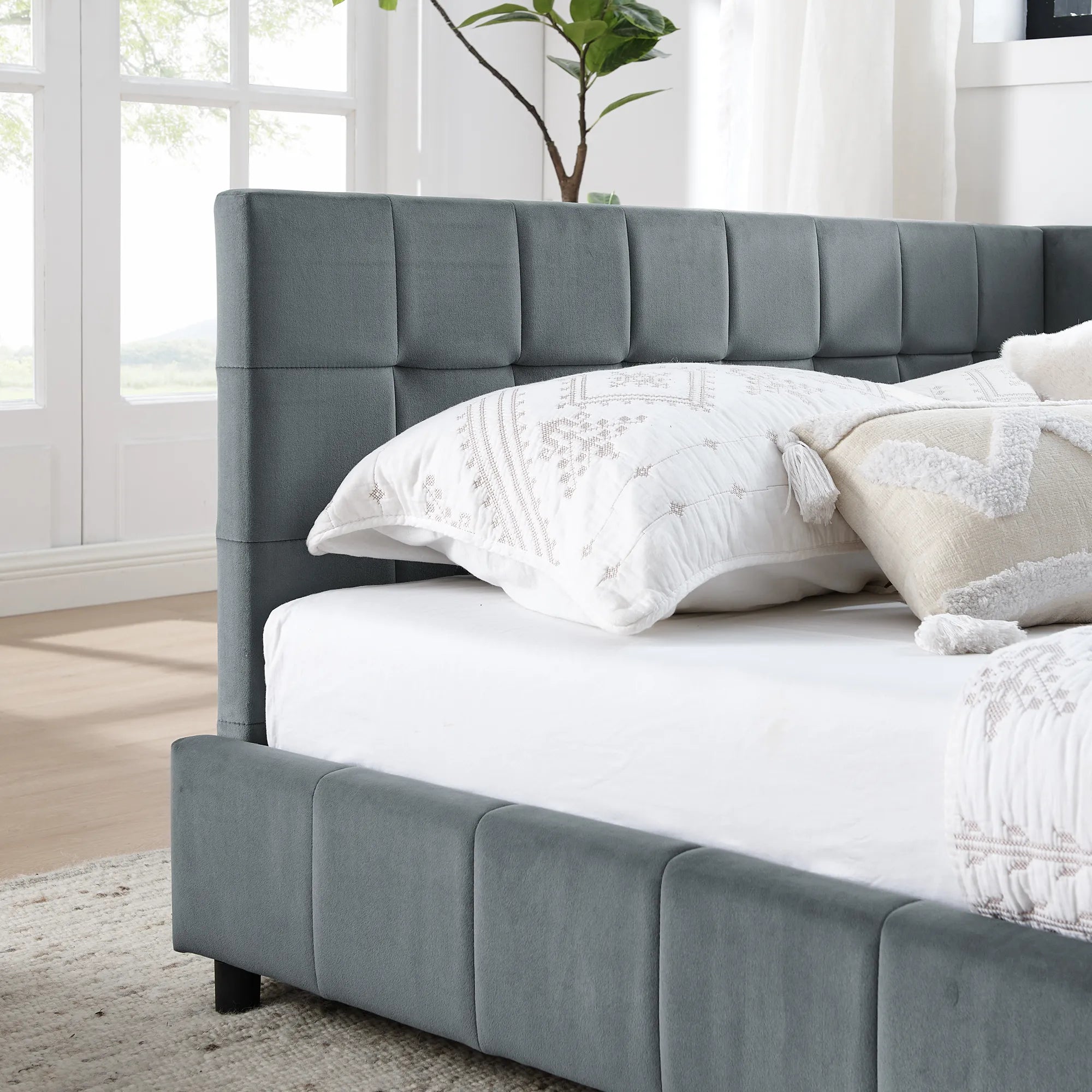 Celeste – Queen Velvet Tufted Bed Frame