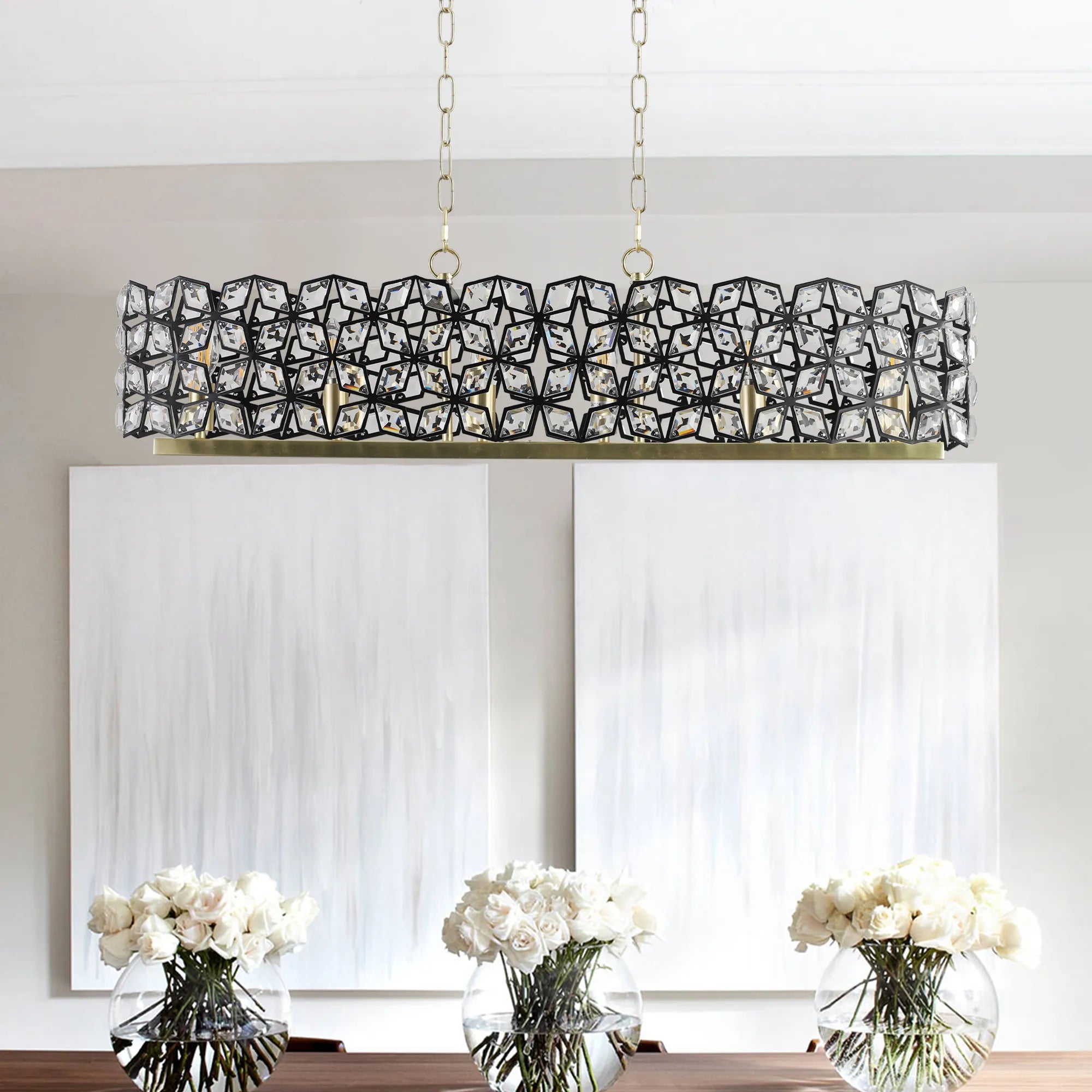 39" Champagne Gold Oval Crystal Modern Chandelier Light