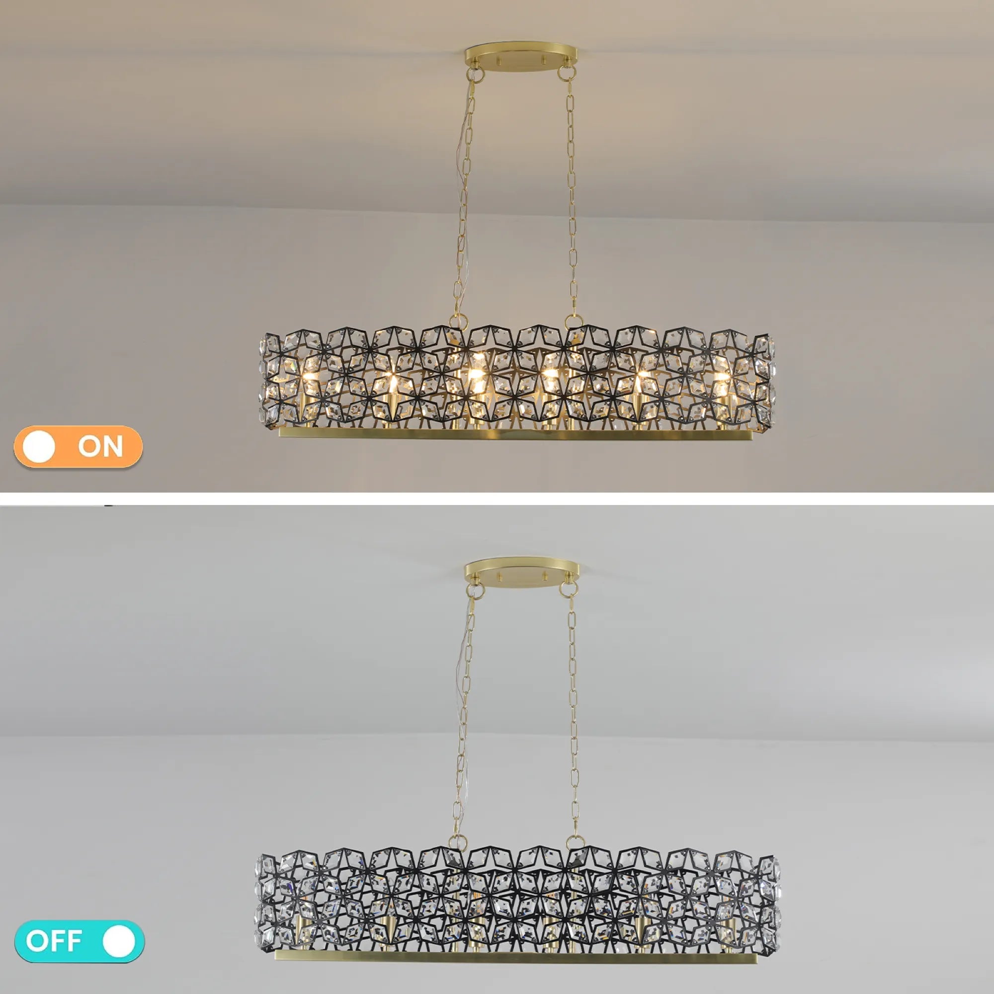 39" Champagne Gold Oval Crystal Modern Chandelier Light