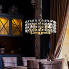 19" Champagne Gold Round Crystal Modern Chandelier Light