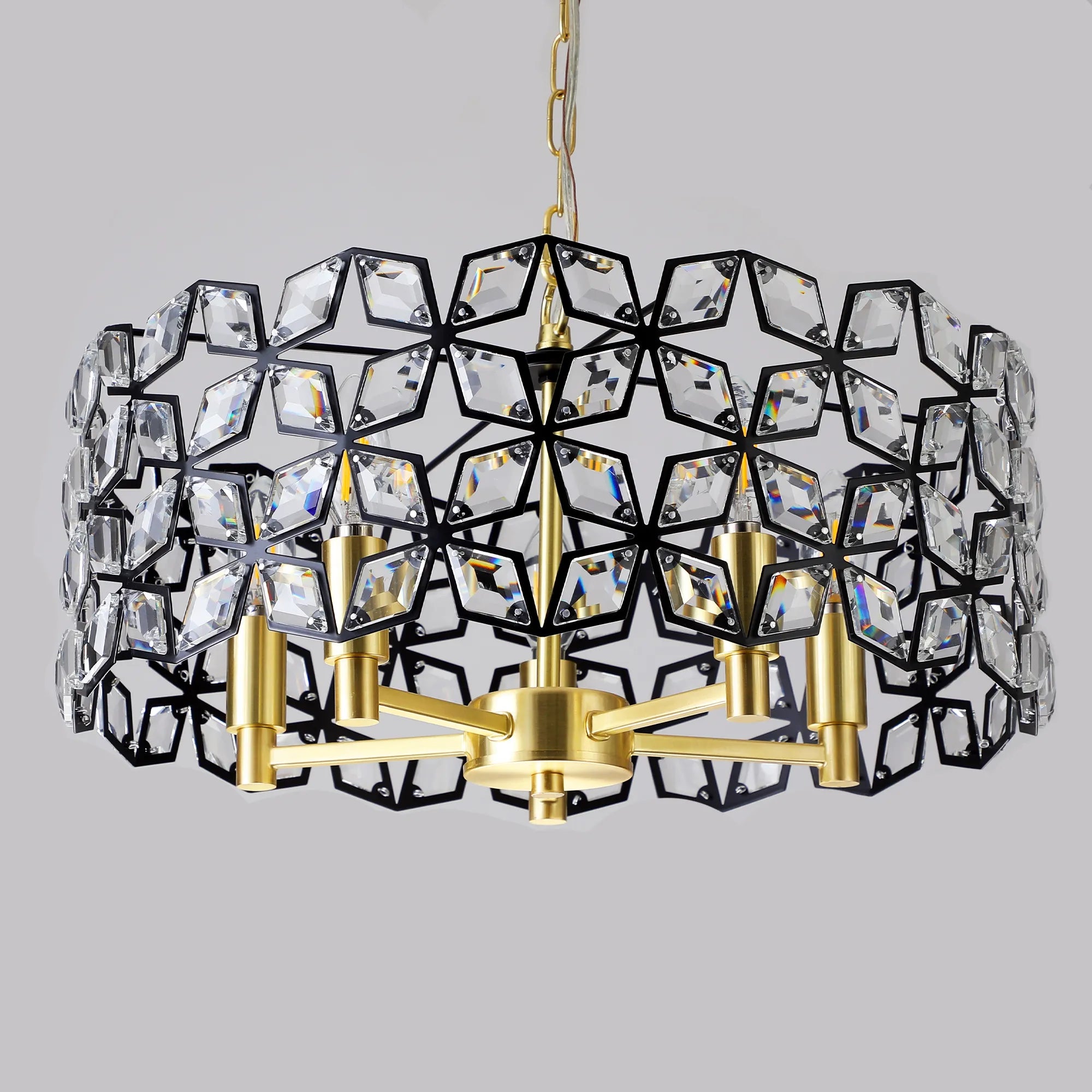 19" Champagne Gold Round Crystal Modern Chandelier Light