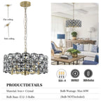 19" Champagne Gold Round Crystal Modern Chandelier Light