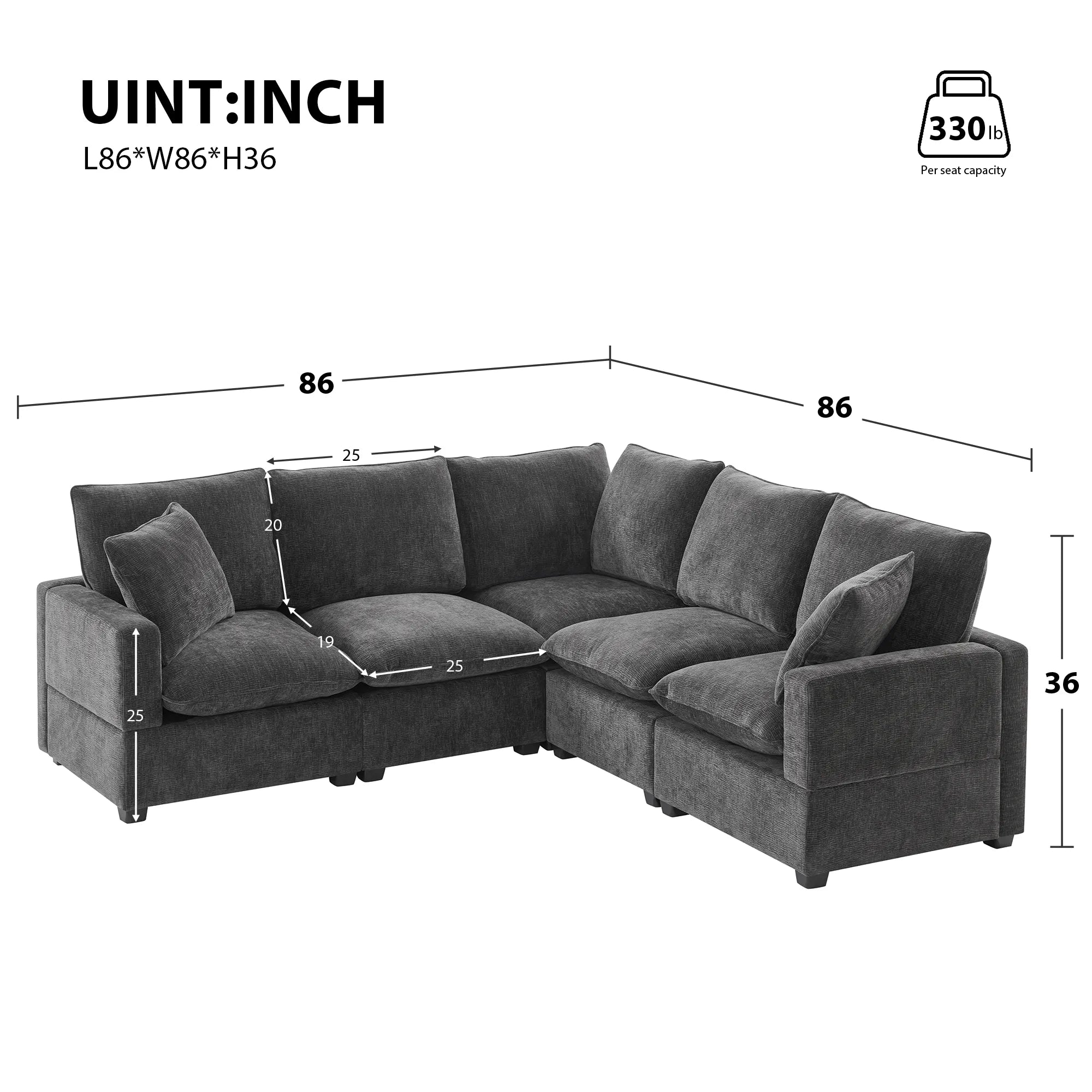 Chenille Modern Modular Sectional Sofa