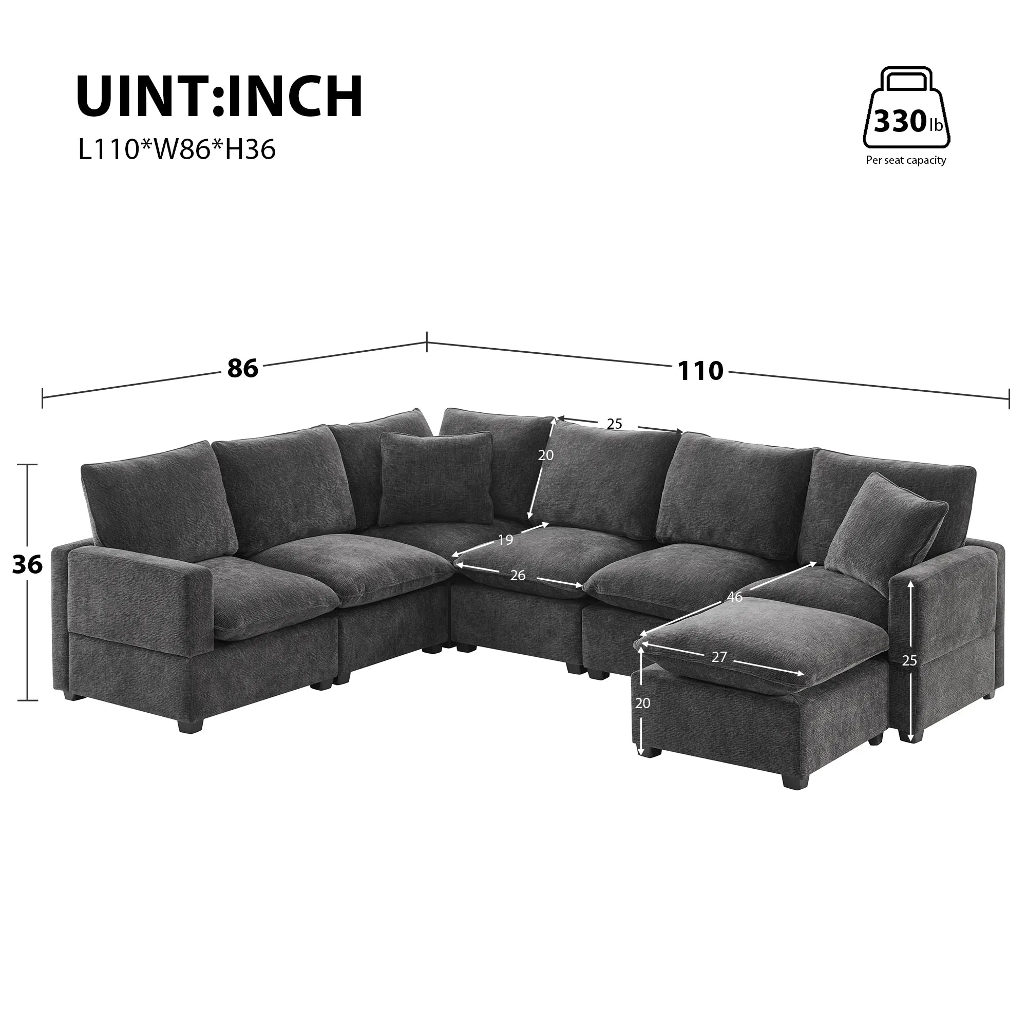Chenille Modern Modular Sectional Sofa